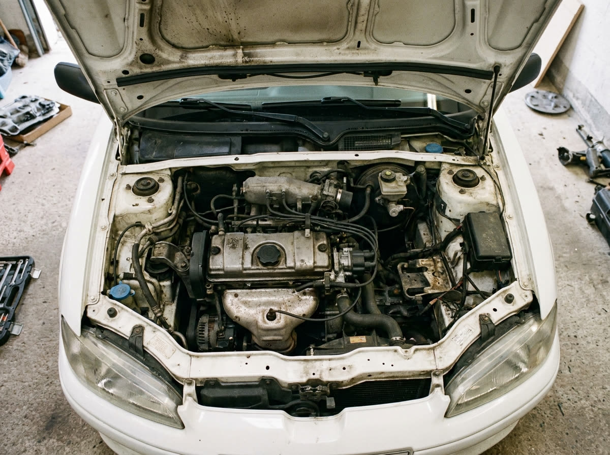 Compartiment moteur Peugeot 106 Rallye : TU 1.3 huit soupapes atmosphérique d'origine